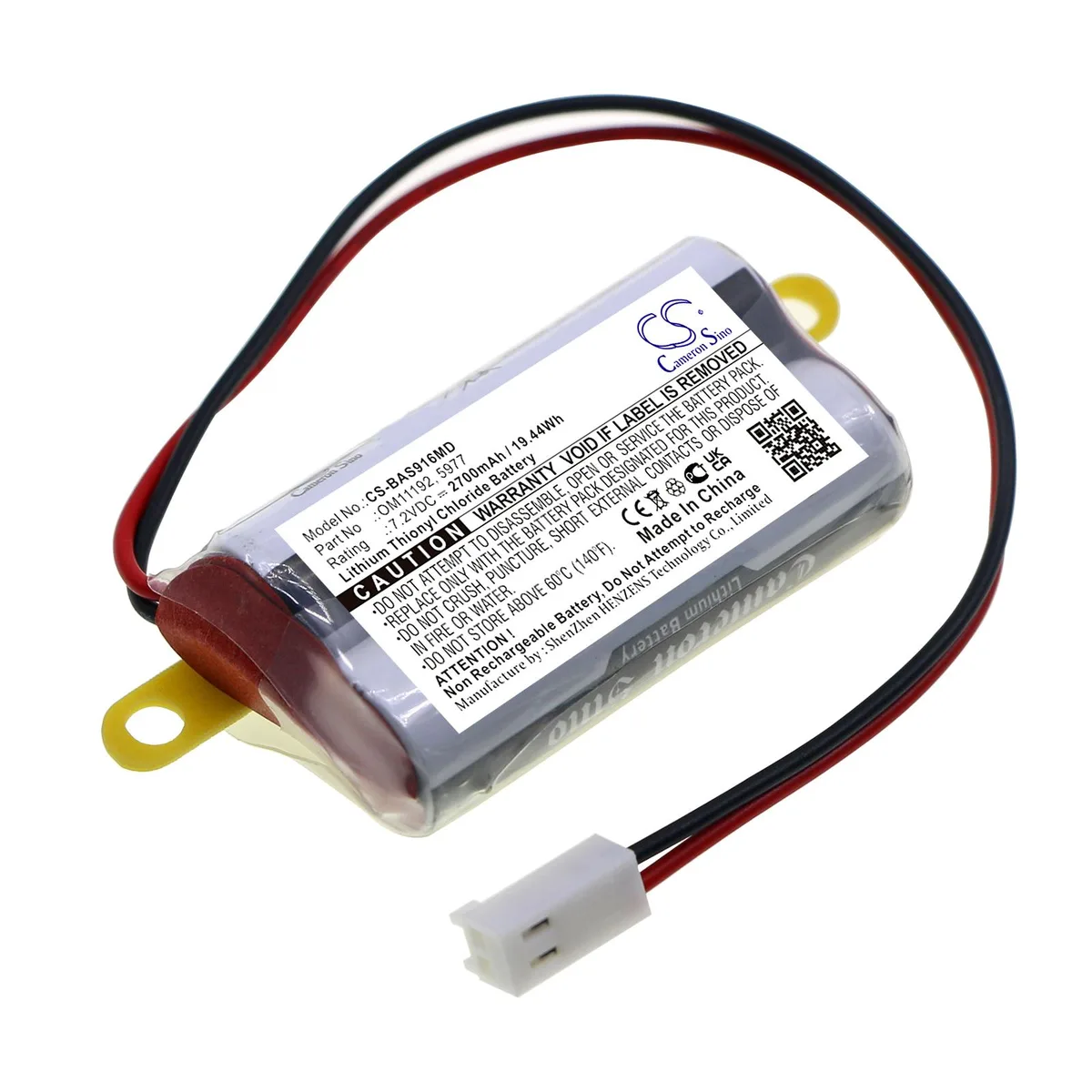 Cameron &amp; Co Cameron &amp; Co DS-CS-BAS916MD Li-SOCl2 7.2V 2.7Ah White — product photo