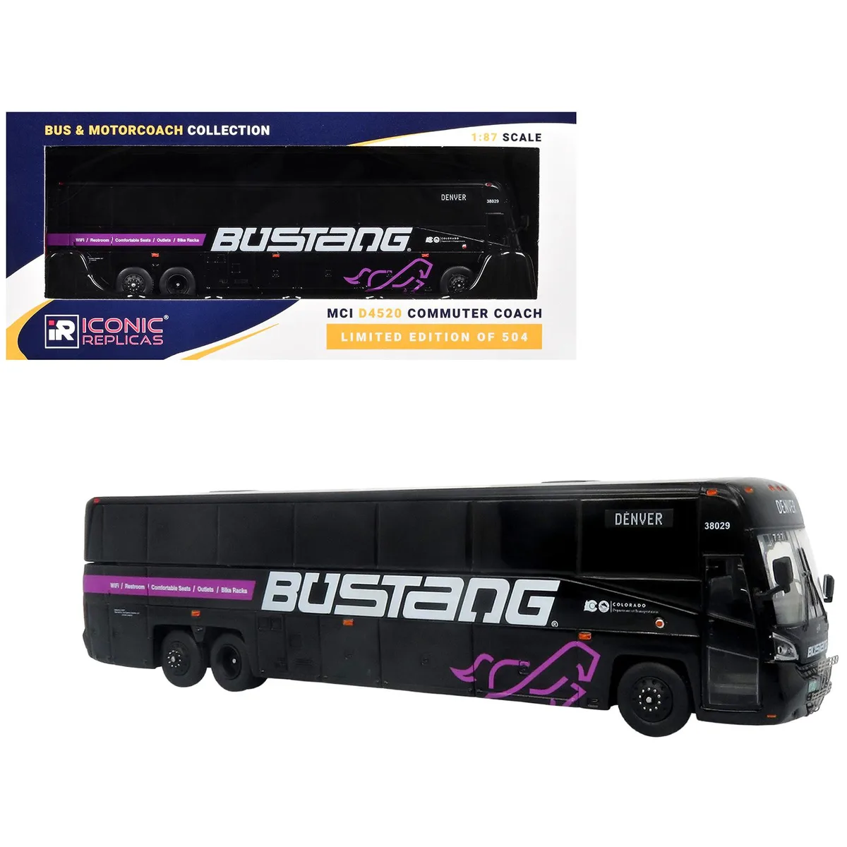 Iconic Replicas Iconic Replicas MCI D4520 Bustang Colorado DOT 1/87 HO Diecast 504 pcs — product photo