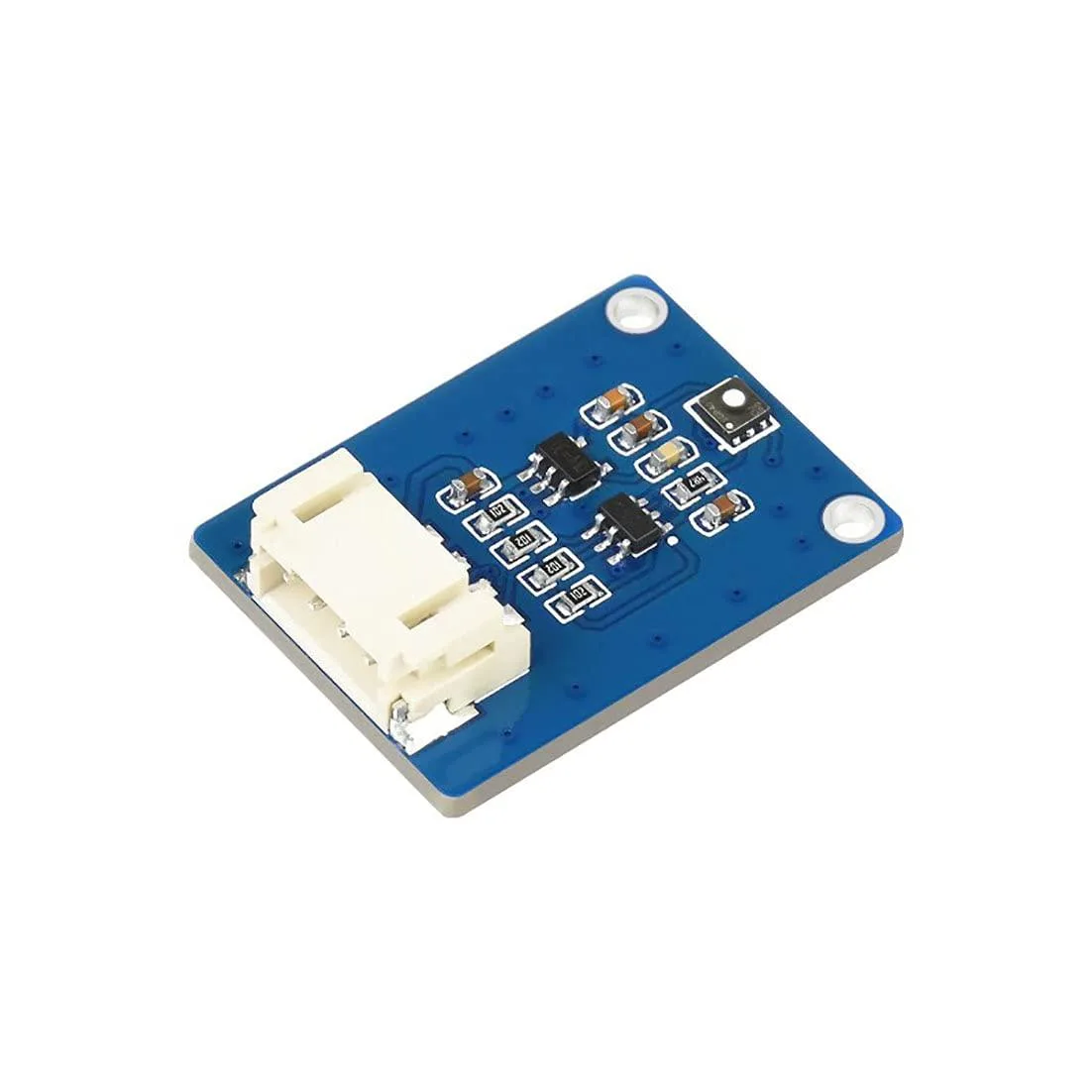 Green PCB development board with sensor chips and pin headers