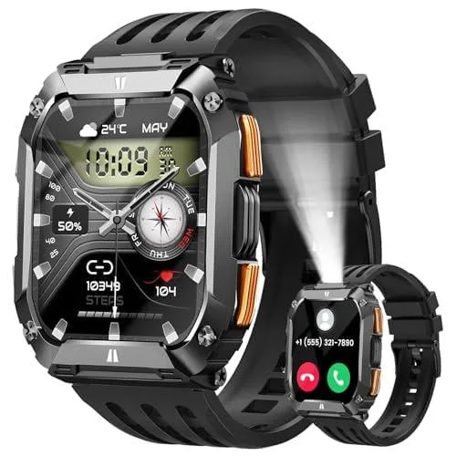 Black square smart watch with 1.95 inch LCD screen and zinc alloy case