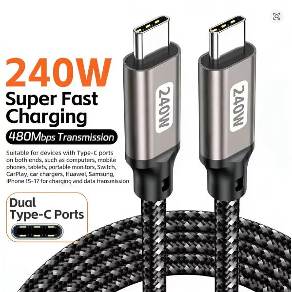 TelDaykemei TelDaykemei 240W USB PD 3.1 480Mbps Type C to C Cable 48V/5A 1M — product photo