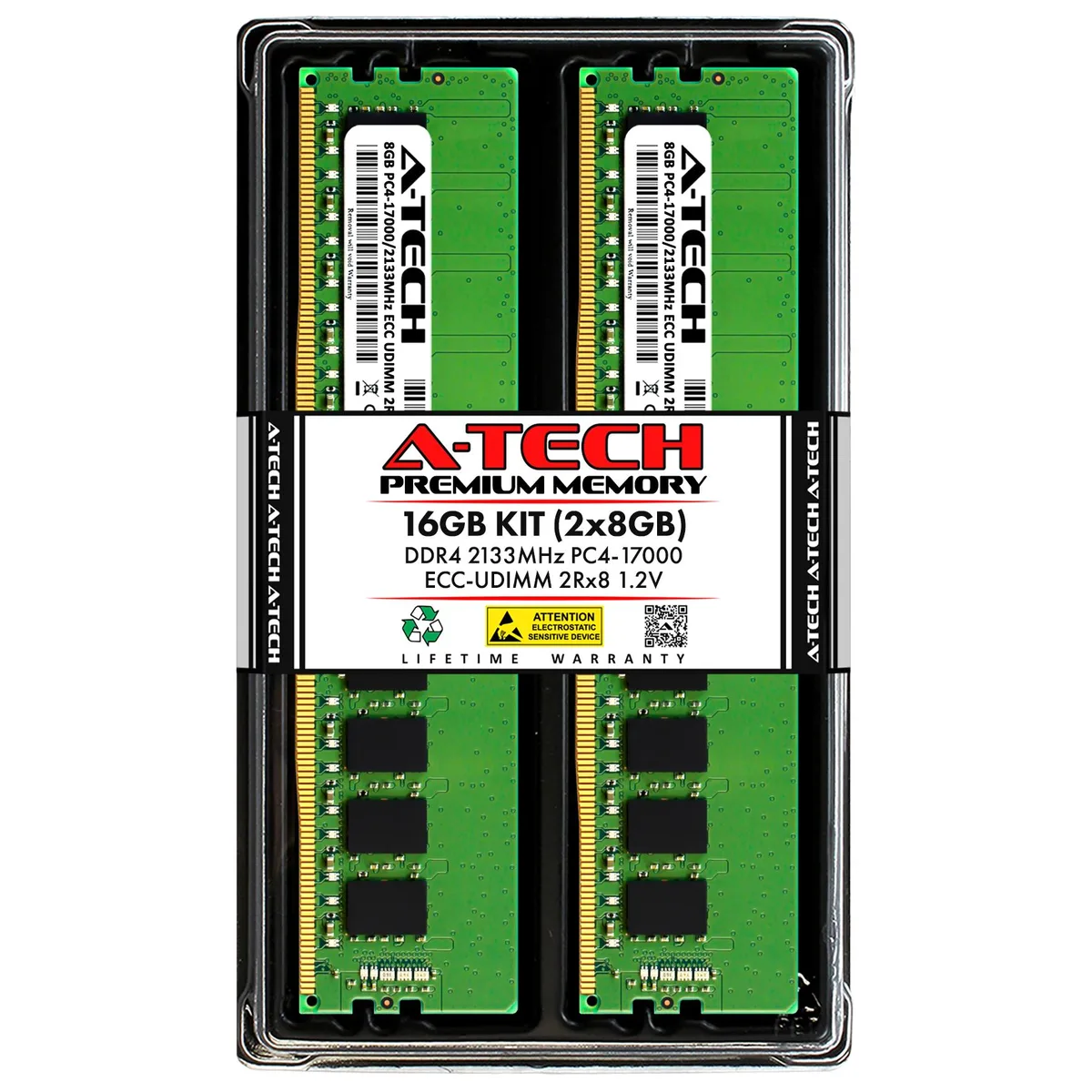 A-Tech A-Tech 16GB (2x8GB) DDR4 2133 MHz ECC UDIMM 2Rx8 1.2V 288-Pin Server RAM — product photo