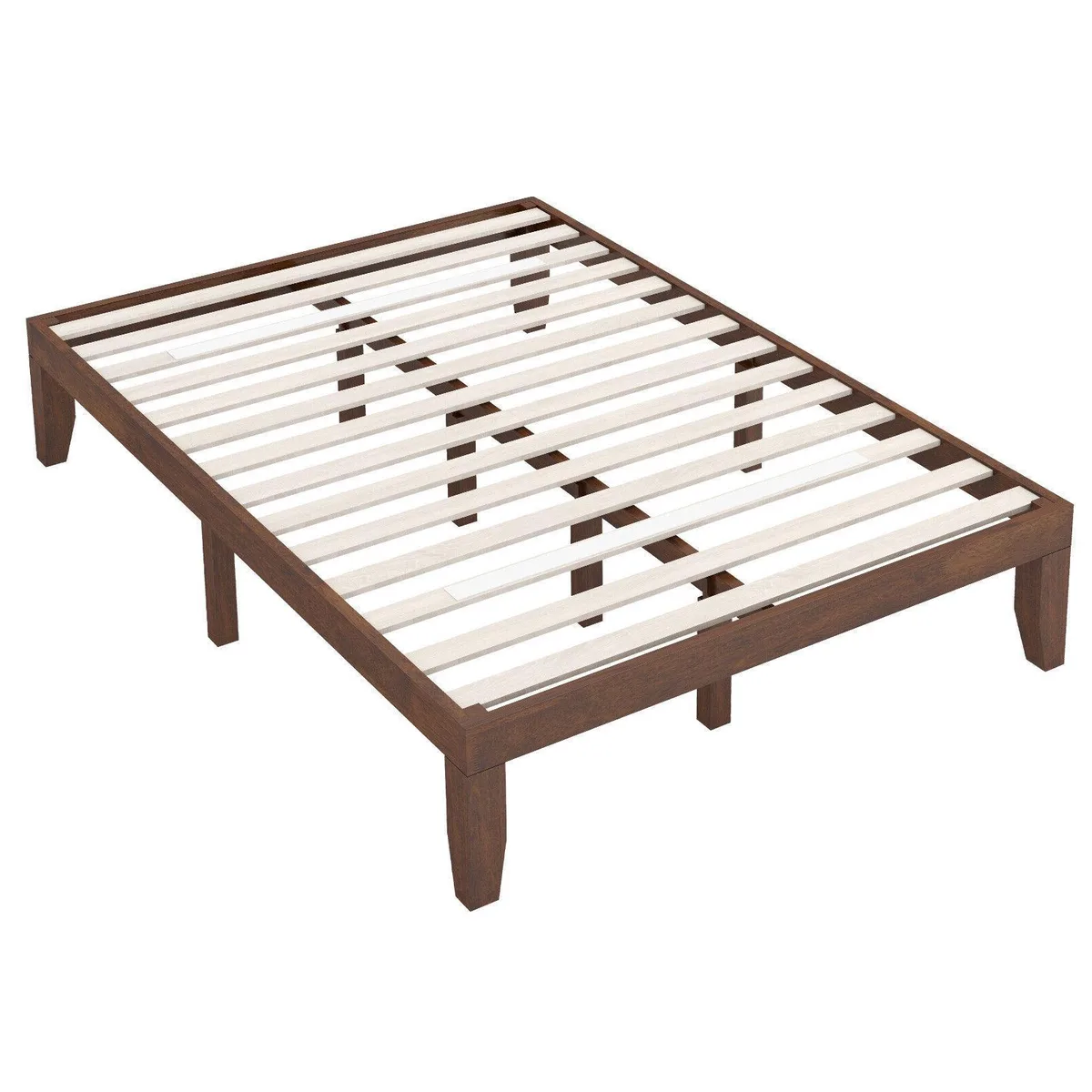 SlickBlue SlickBlue 14 Inch Full Size Wood Platform Bed Frame Coffee Finish — product photo