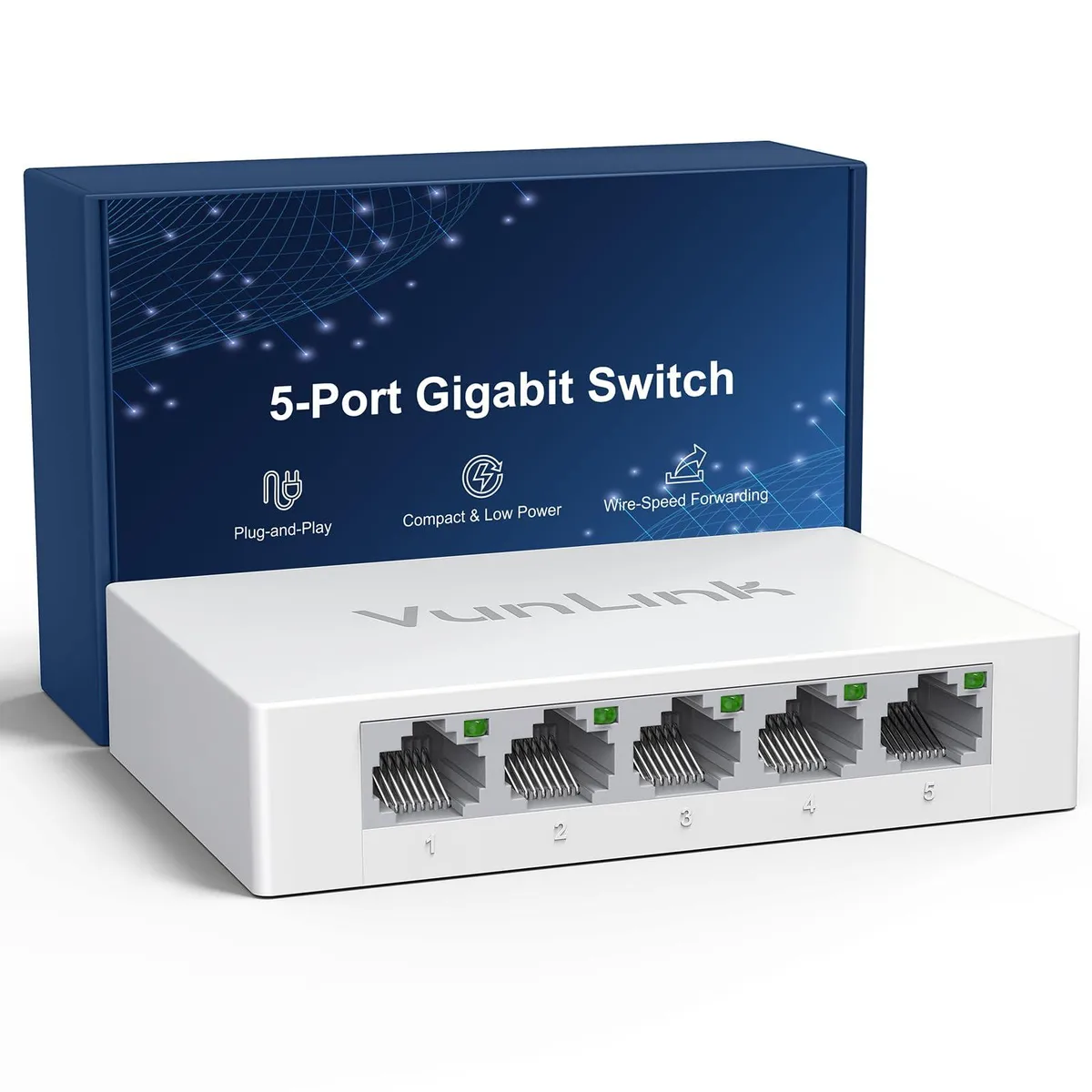 VunLink 5-Port Gigabit Unmanaged Switch VUN-GS05 — product photo