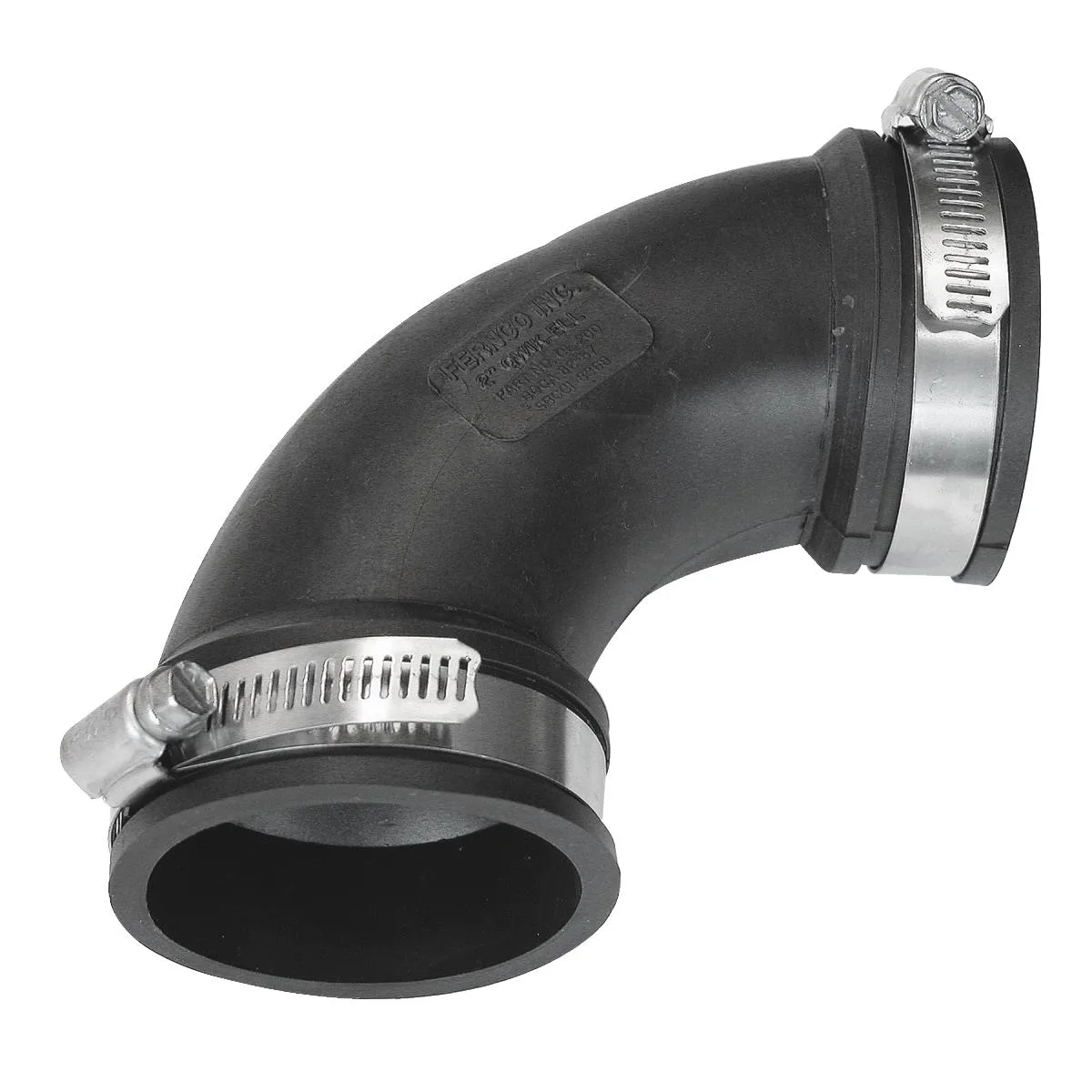 Flexible PVC 90-degree drain elbow, ribbed grey finish