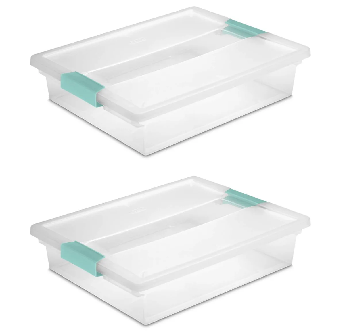  OIC 1963 Large Clip Box Clear Blue Latches 2 Pack 14x11x3.25 in — product photo