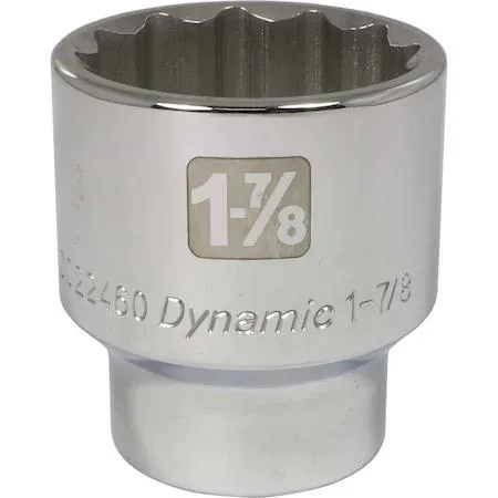 Dynamic 3/4 inch drive 1-7/8 inch SAE 12-point chrome socket with knurled ring and laser etched markings