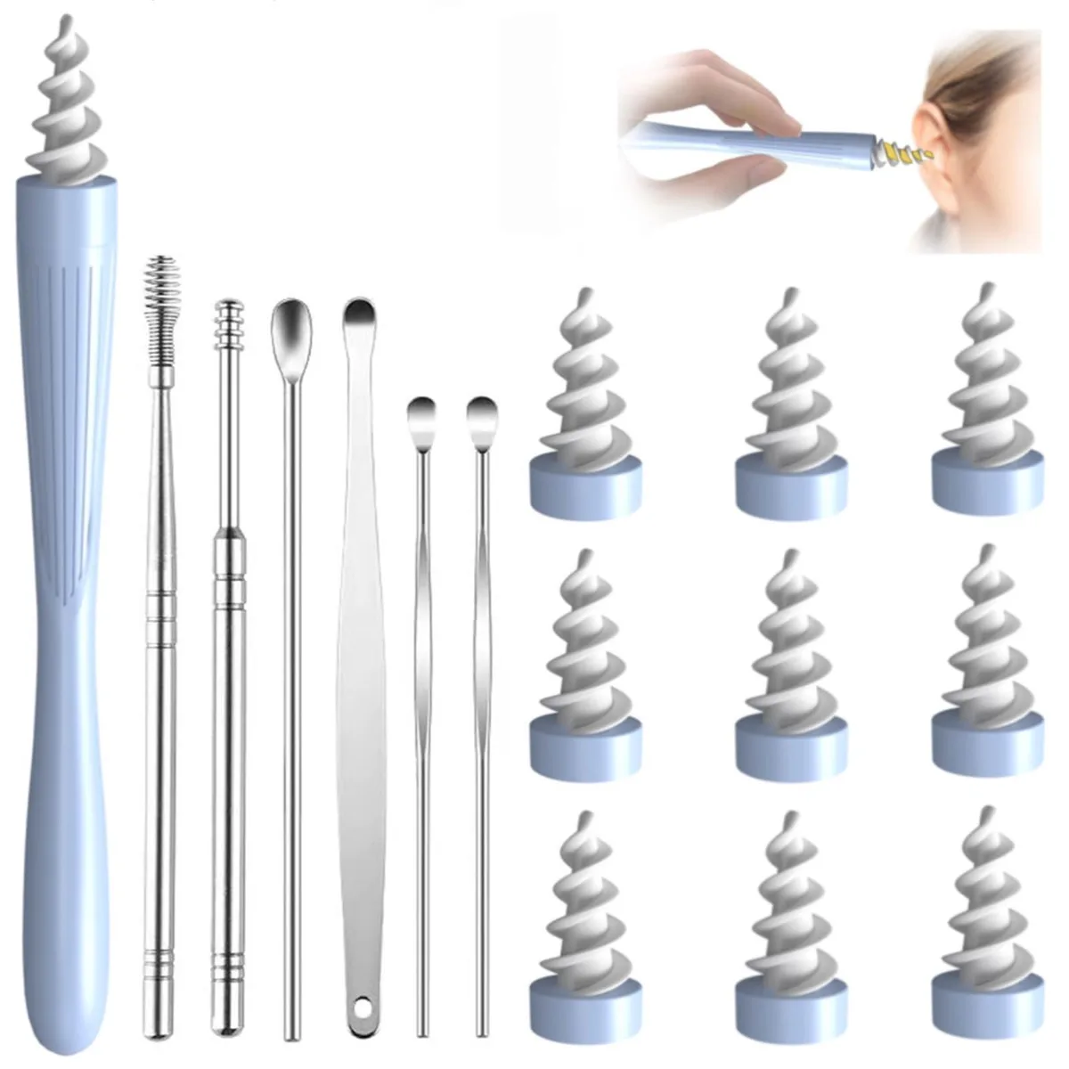 Baldwin Ear Wax Removal Kit Black 9 Silicone Tips 6 Picks — product photo