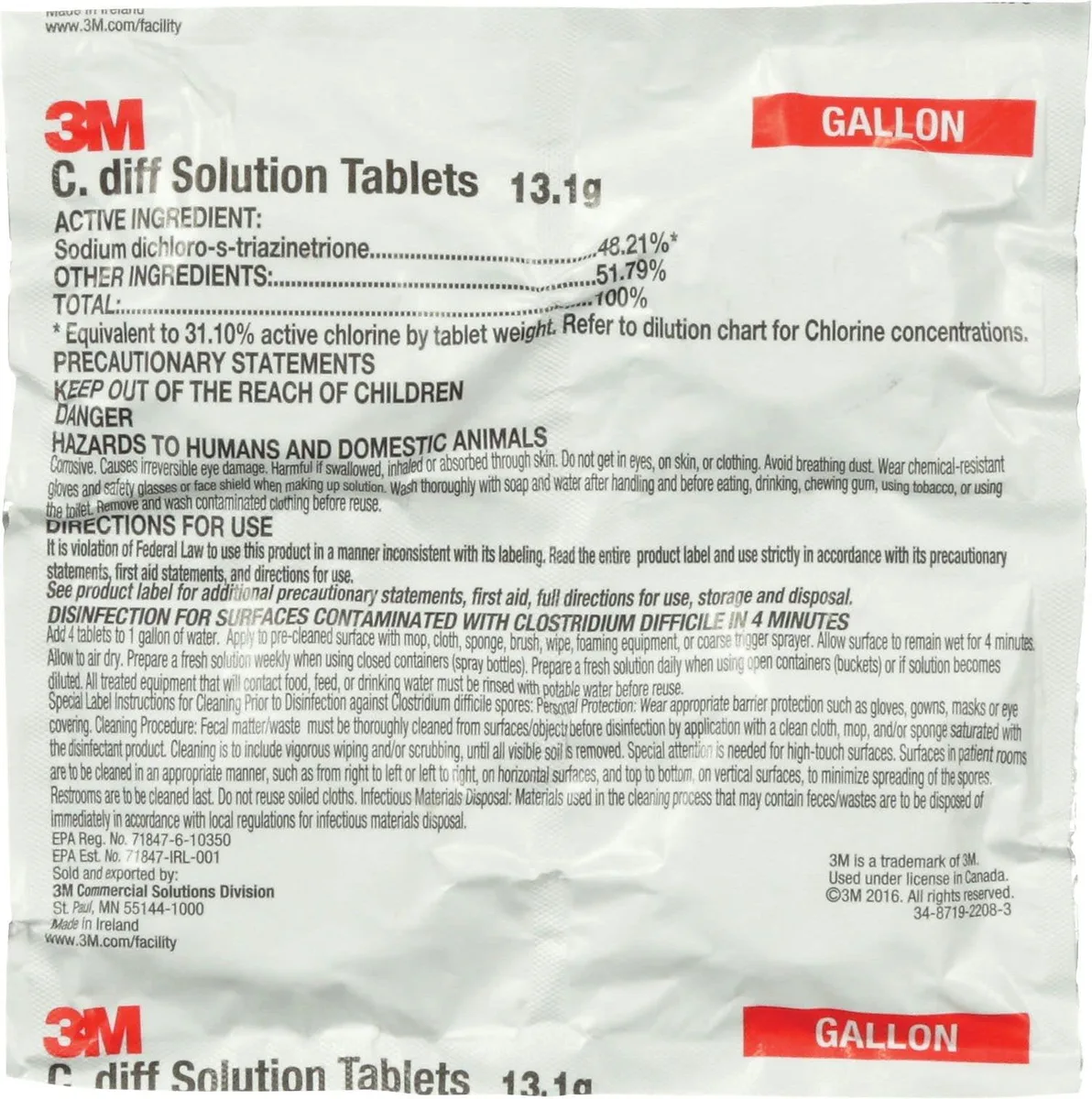 White plastic jar containing 140 dissolvable cleaning tablets