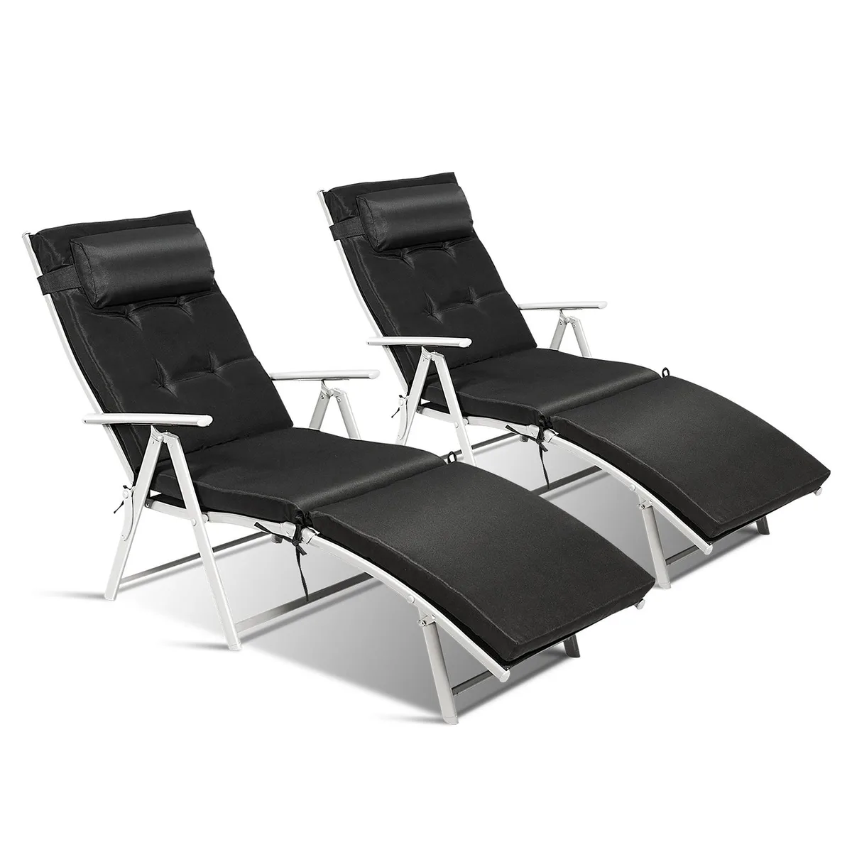 SlickBlue SlickBlue Adjustable Folding Chaise Lounge Chair Black 70" x 25" x 28.5 — product photo
