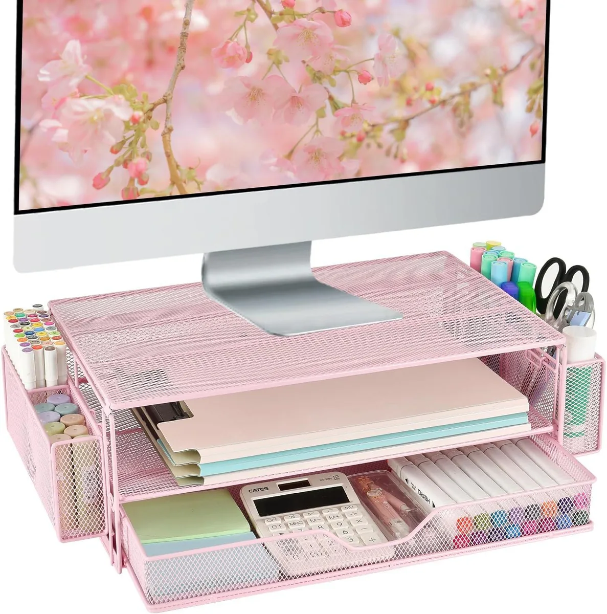 PISKEKAT PISKEKAT Mounting Rack with Drawers and 2 Pen Holder Pink — product photo
