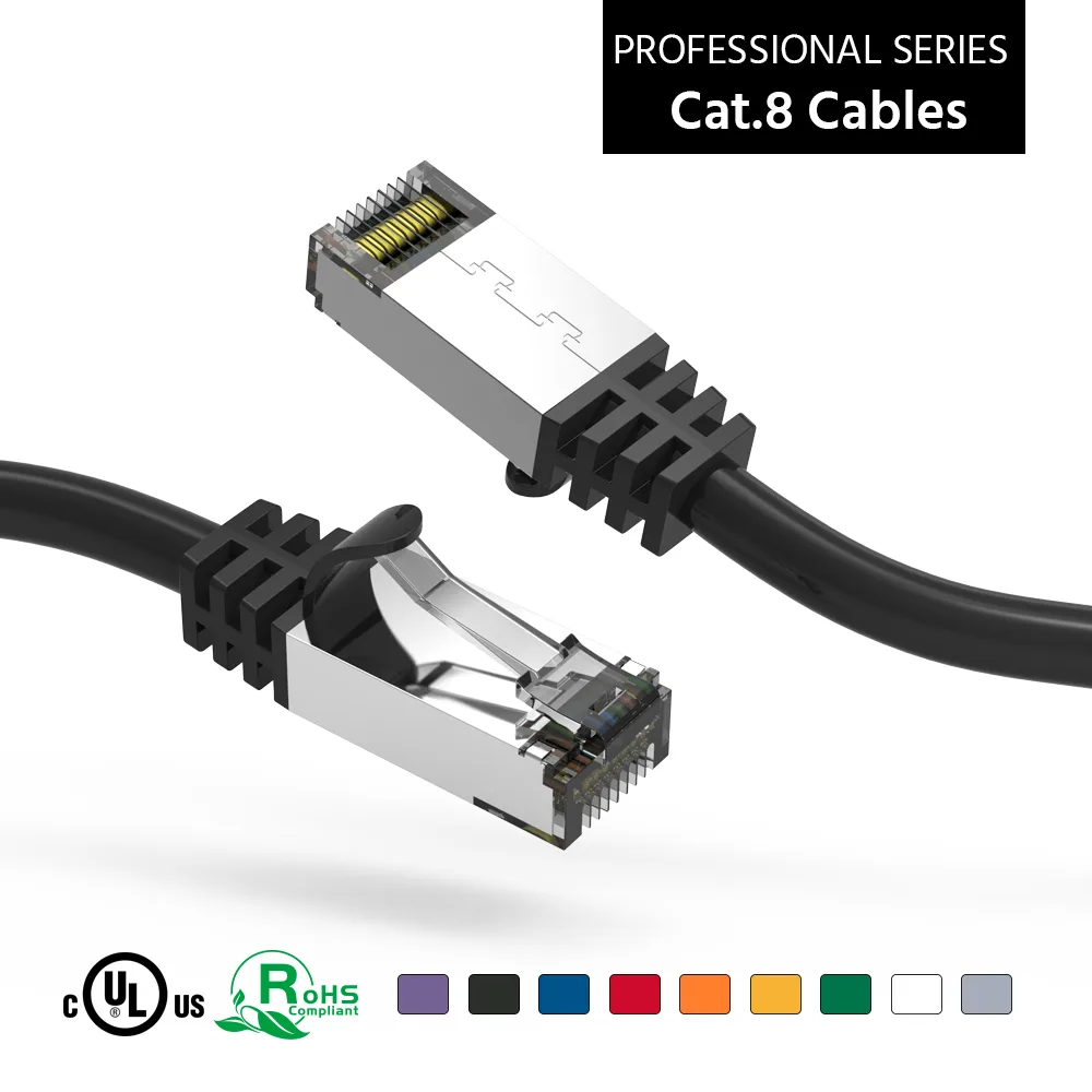 Nippon Labs Nippon Labs 60CAT8-1-26BK Cat8 network ethernet cable 1 ft black 26AWG S/FTP 2000 MHz 40 Gbps — product photo