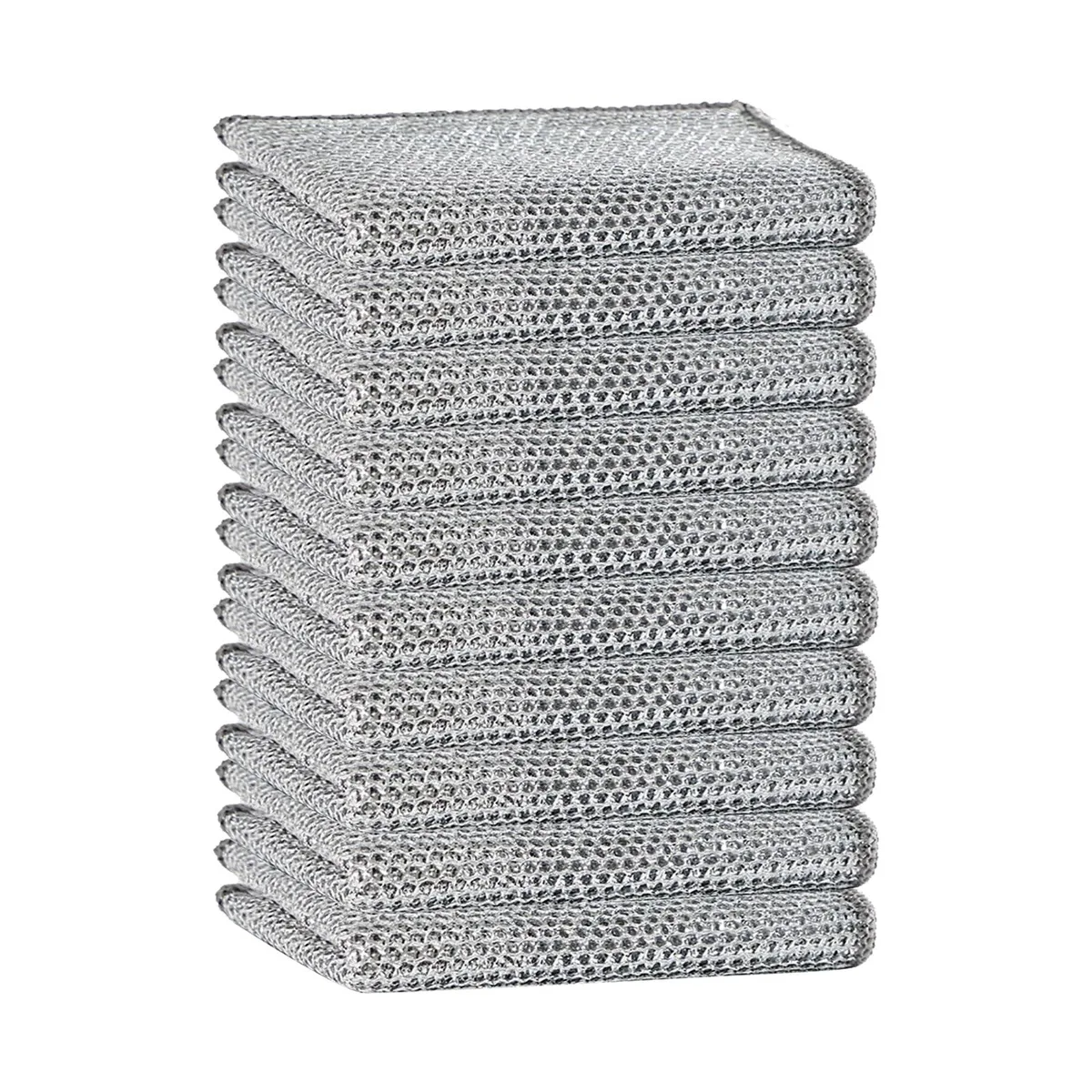 Pack of ten silver double-layer cleaning cloths