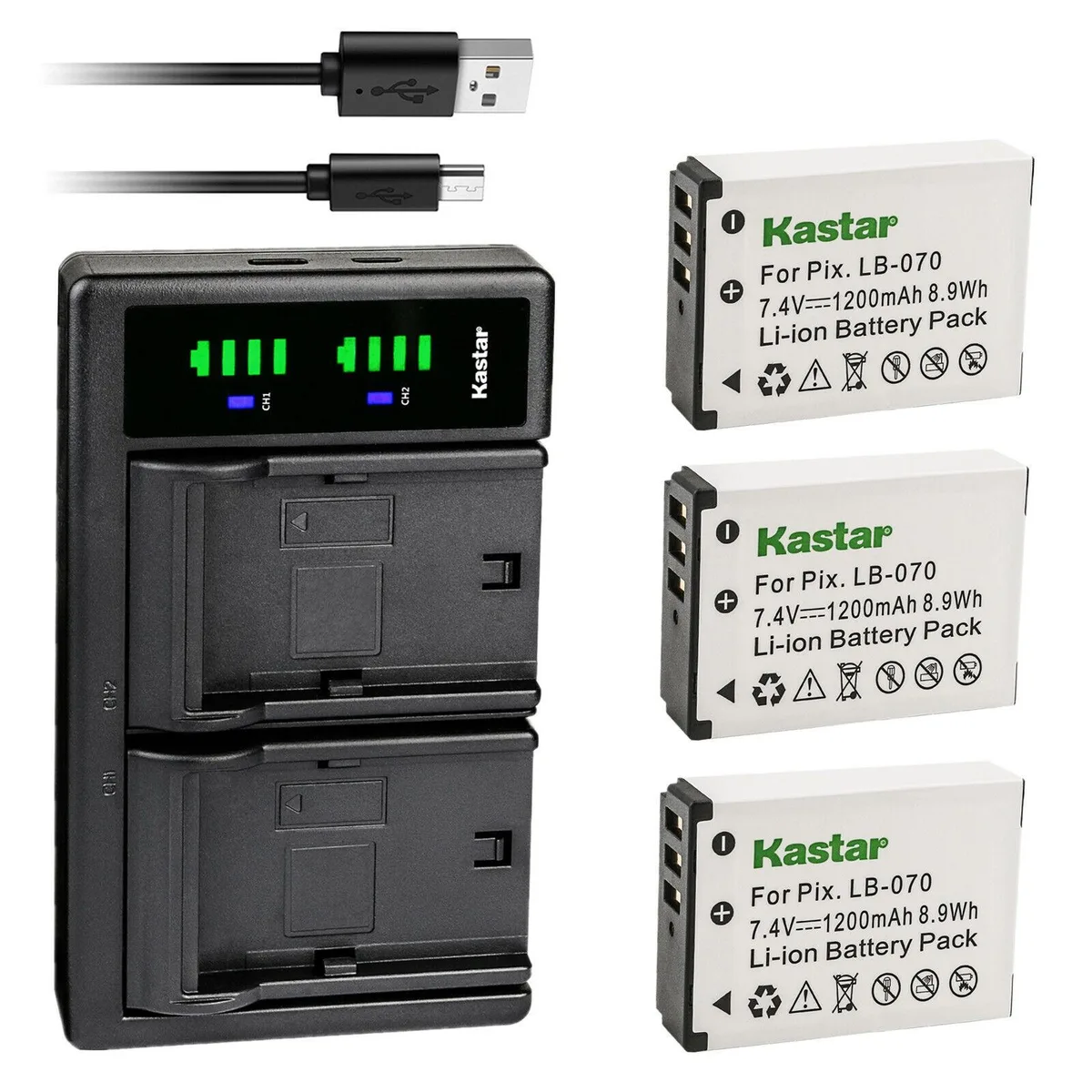 Kastar Kastar LB-070 3-Pack Battery &amp; LTD2 USB Charger — product photo