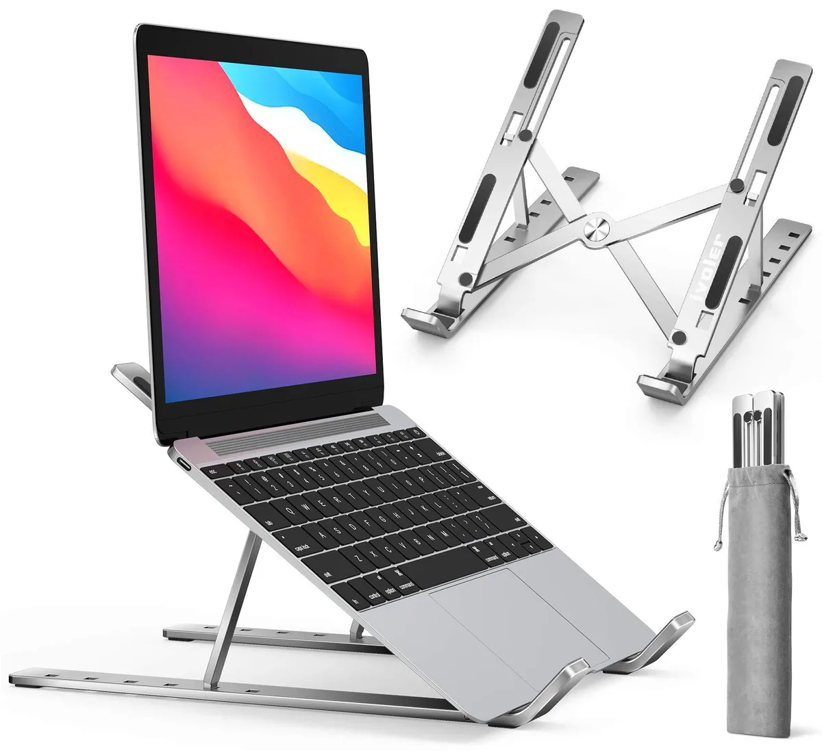 No Sew No Sew AMUSA20710001 Silver Laptop Stand 10-15.6 inch 6 Angle Adjustable Aluminum Foldable Portable — product photo