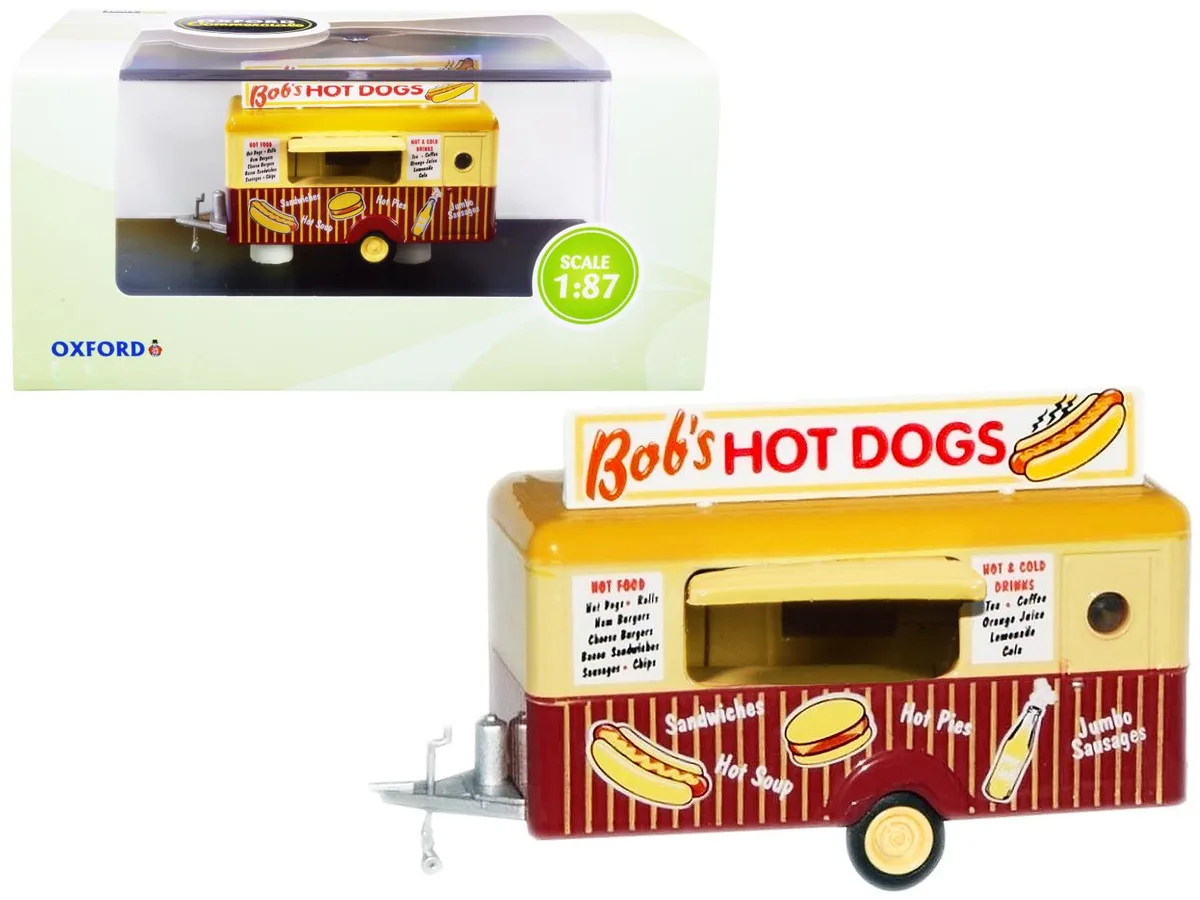 Oxford Diecast Oxford Diecast "Bob's Hot Dogs" Mobile Food Trailer 1/87 Scale Diecast Model — product photo