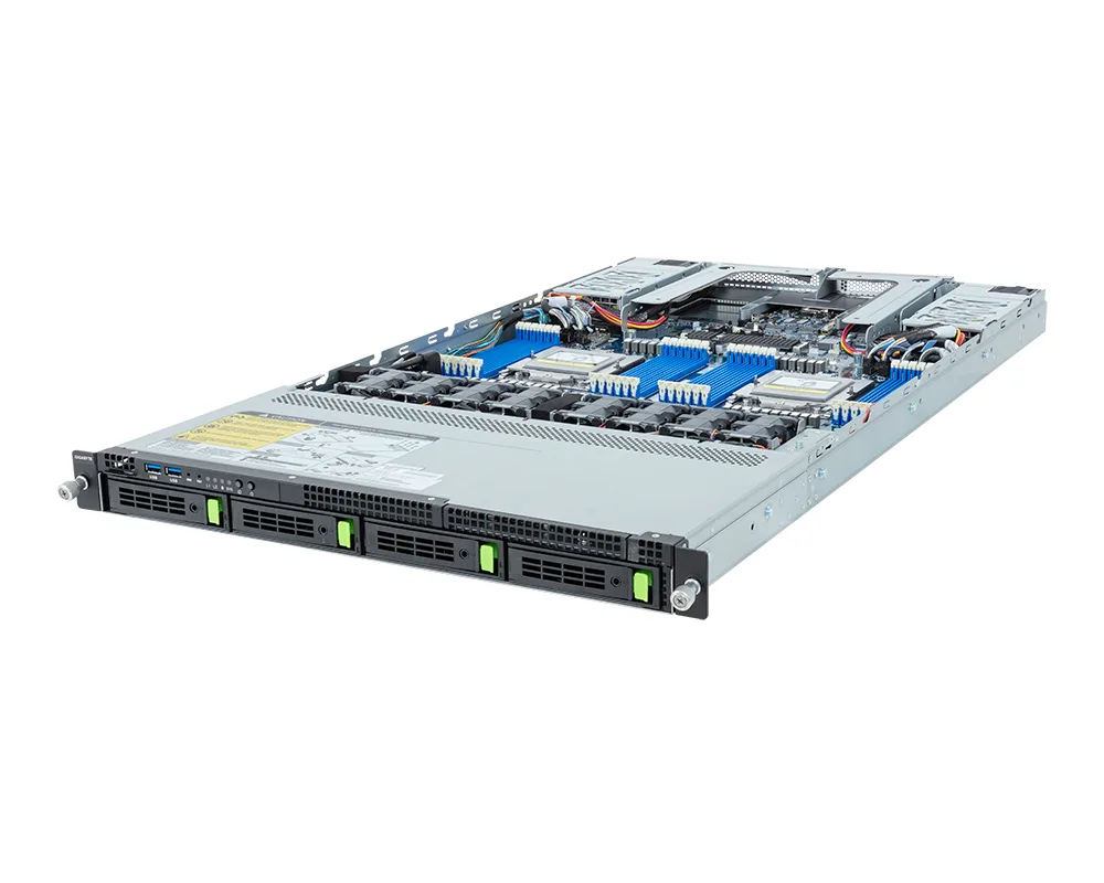 GIGABYTE GIGABYTE R183-Z93-ACV1-L1006 rack server dual EPYC 9454 512GB DDR5 2x960GB 2x384GB RAID NIC — product photo