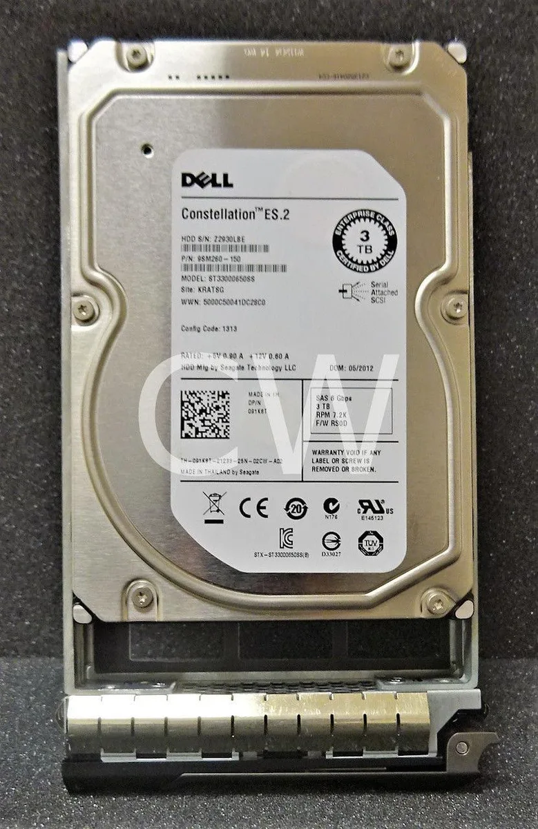 DELL DELL 91K8T ST33000650SS 3.5" 7200 RPM SAS internal hard drive — product photo