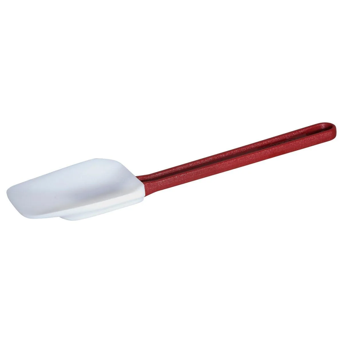 White silicone spatula with rounded head, 10 inch handle
