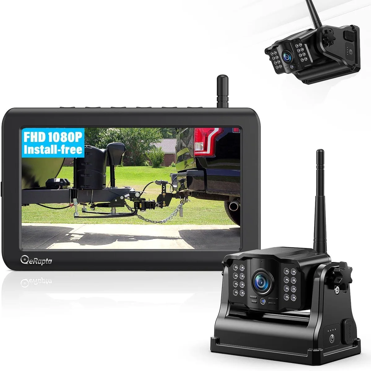 Wireless backup camera with magnetic base and 5-inch monitor
