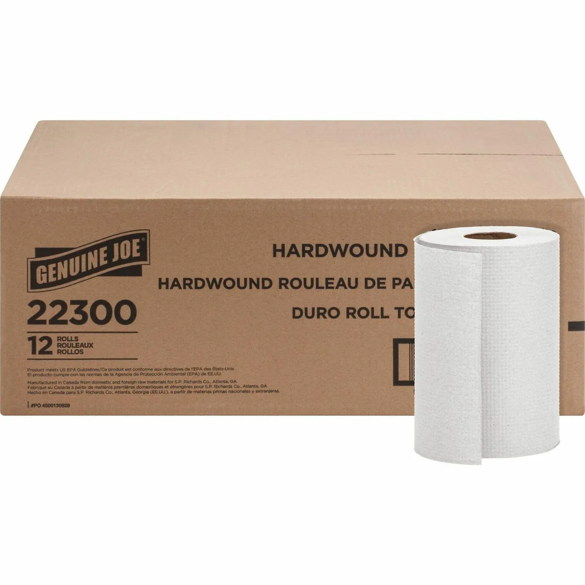 Genuine Joe Genuine Joe 22300 Hardwound Roll Towels 1.82" Core 7-7/8"x350' 12 Rolls Cleaning — product photo
