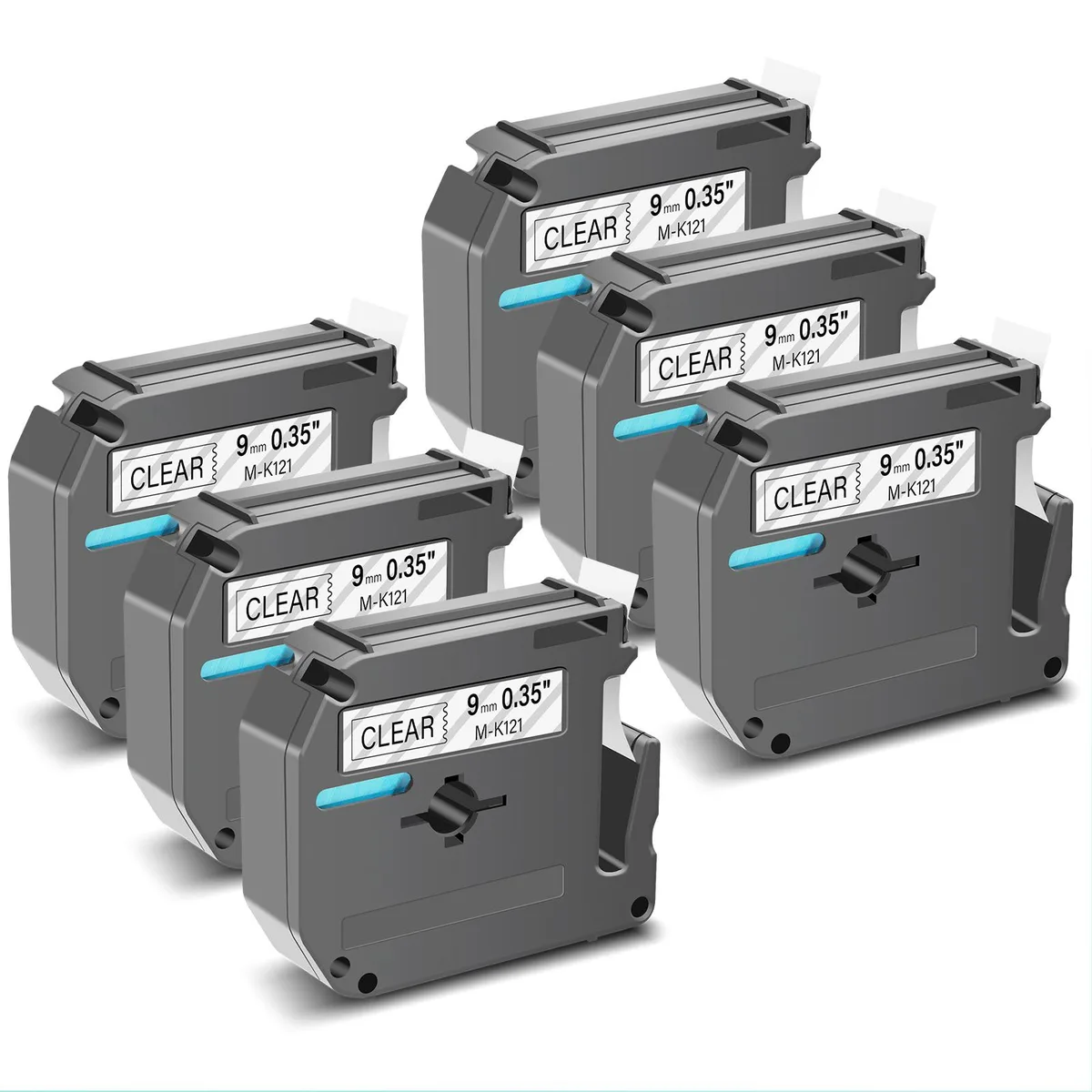 GREENCYCLE GREENCYCLE MK-121 label tape 9mm 26.2ft Black on Clear 6 Pack — product photo