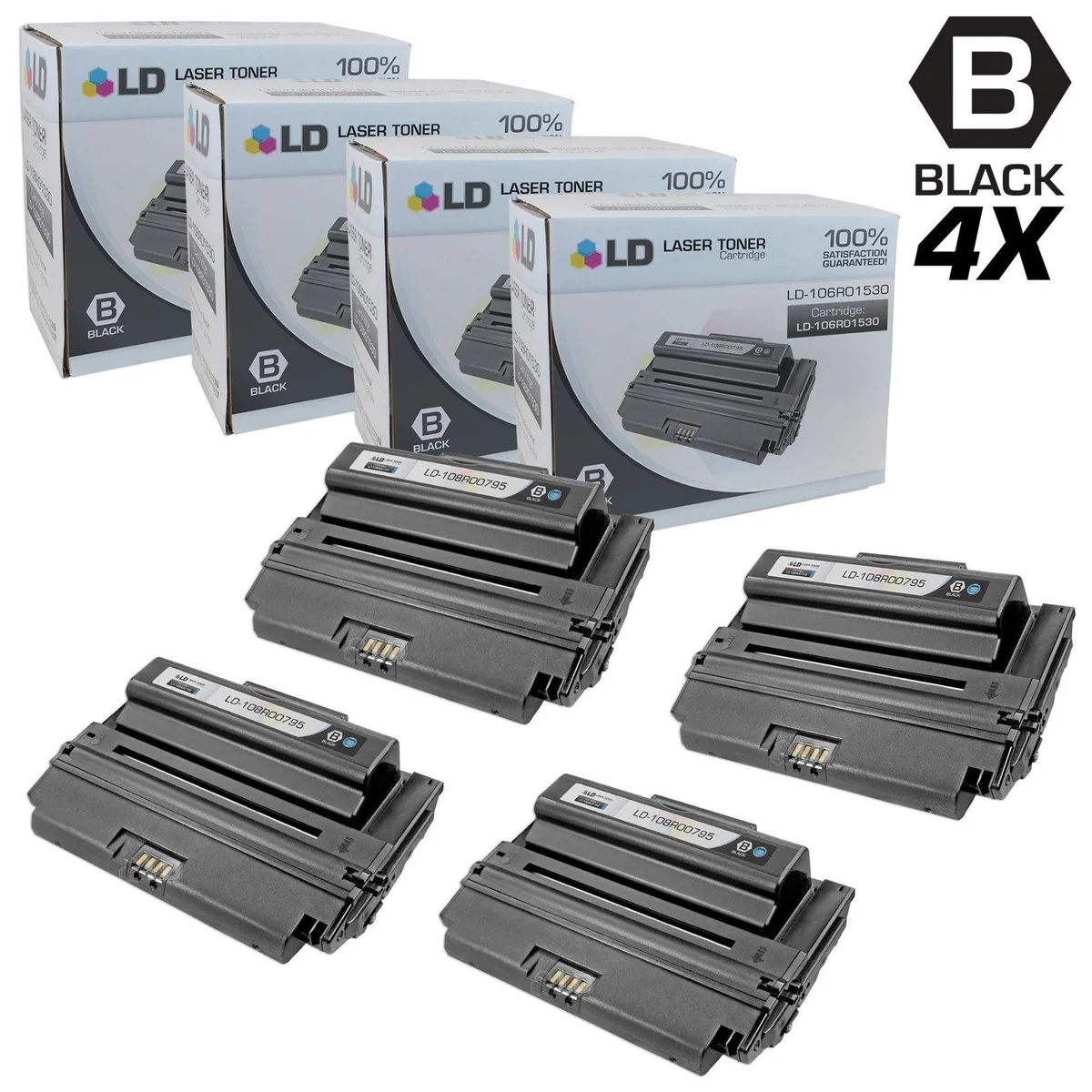 LD Products LD Products 108R00795 Compatible High Yield Black Toner Cartridge 4 Pack — product photo