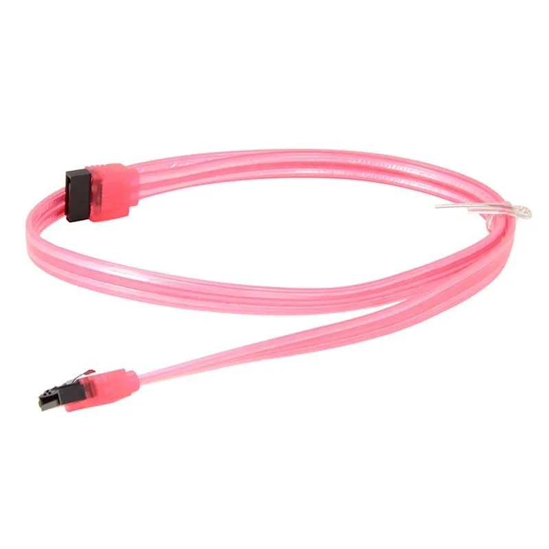 Red 24-inch SATA III cable with straight locking connectors