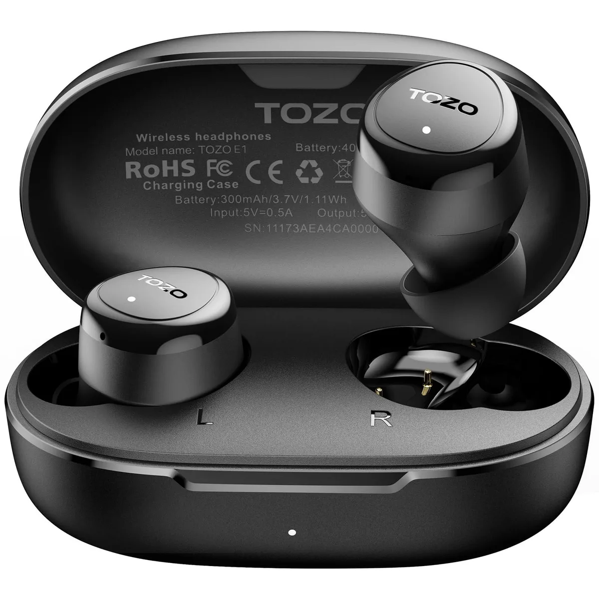 TOZO E1 Wireless Earbuds Bluetooth 5.3 Dark Black — product photo