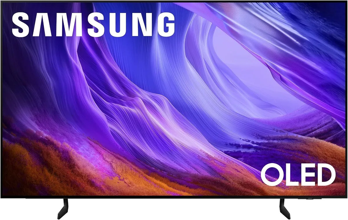 83 inch OLED television, graphite black finish, slim panel on minimal stand