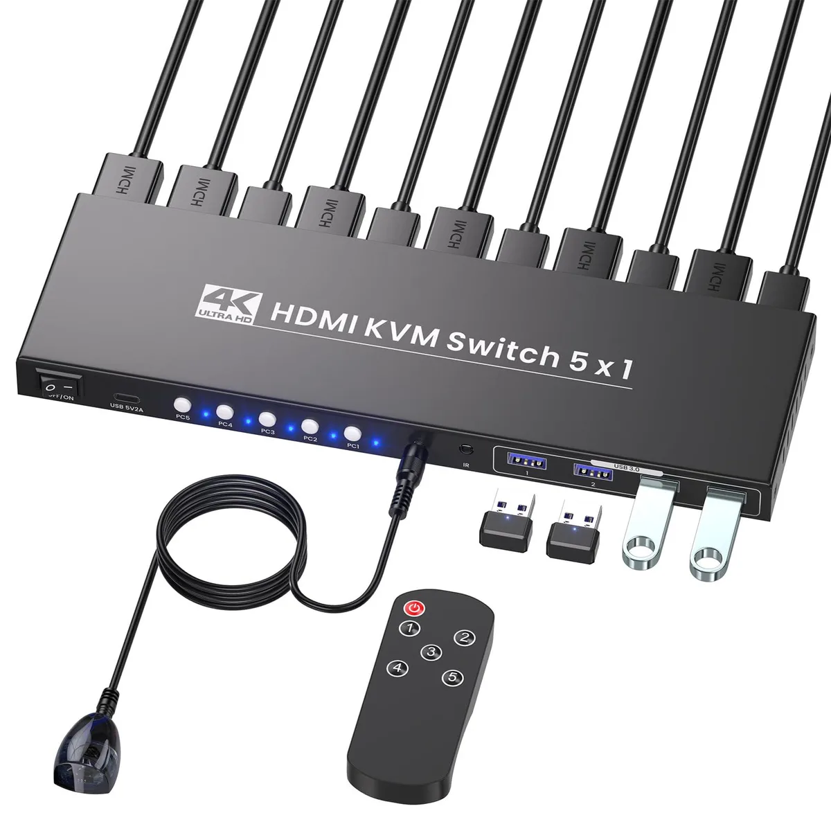  TRENDnet KVM002 5-Port HDMI KVM Switch 4K 60Hz USB 3.0 — product photo