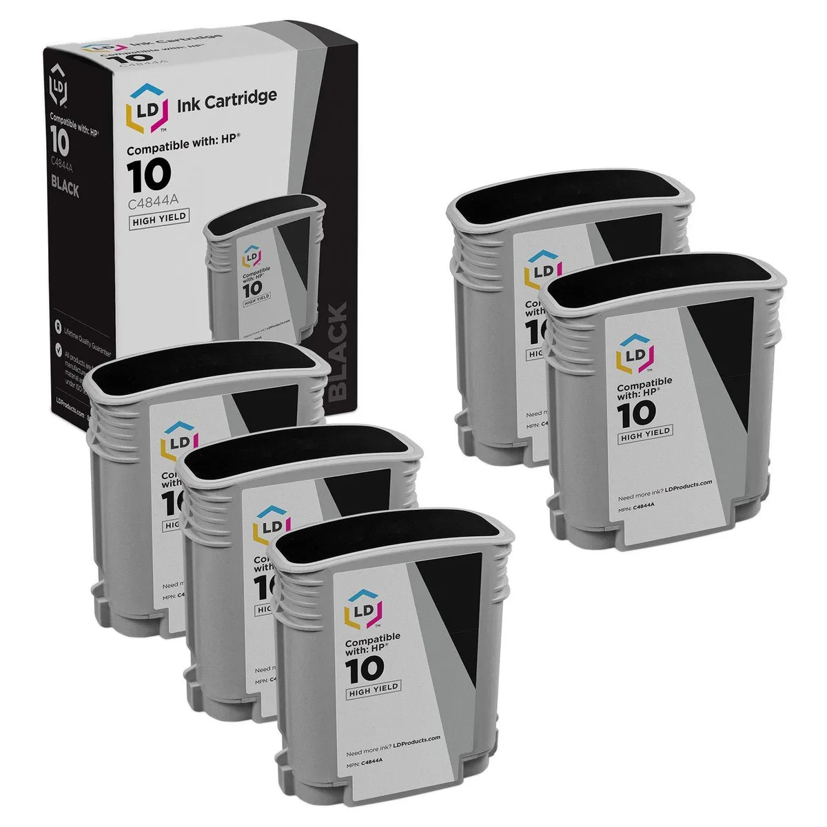 LD Products LD Products HP 10 C4844A High Yield Black Ink Cartridge 5-Pack — product photo
