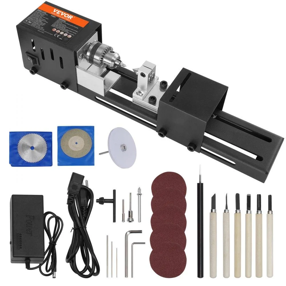 VEVOR VEVOR Mini Wood Lathe 2.76 x 6.3 in 96W 7-Speed 4220-8450 RPM — product photo