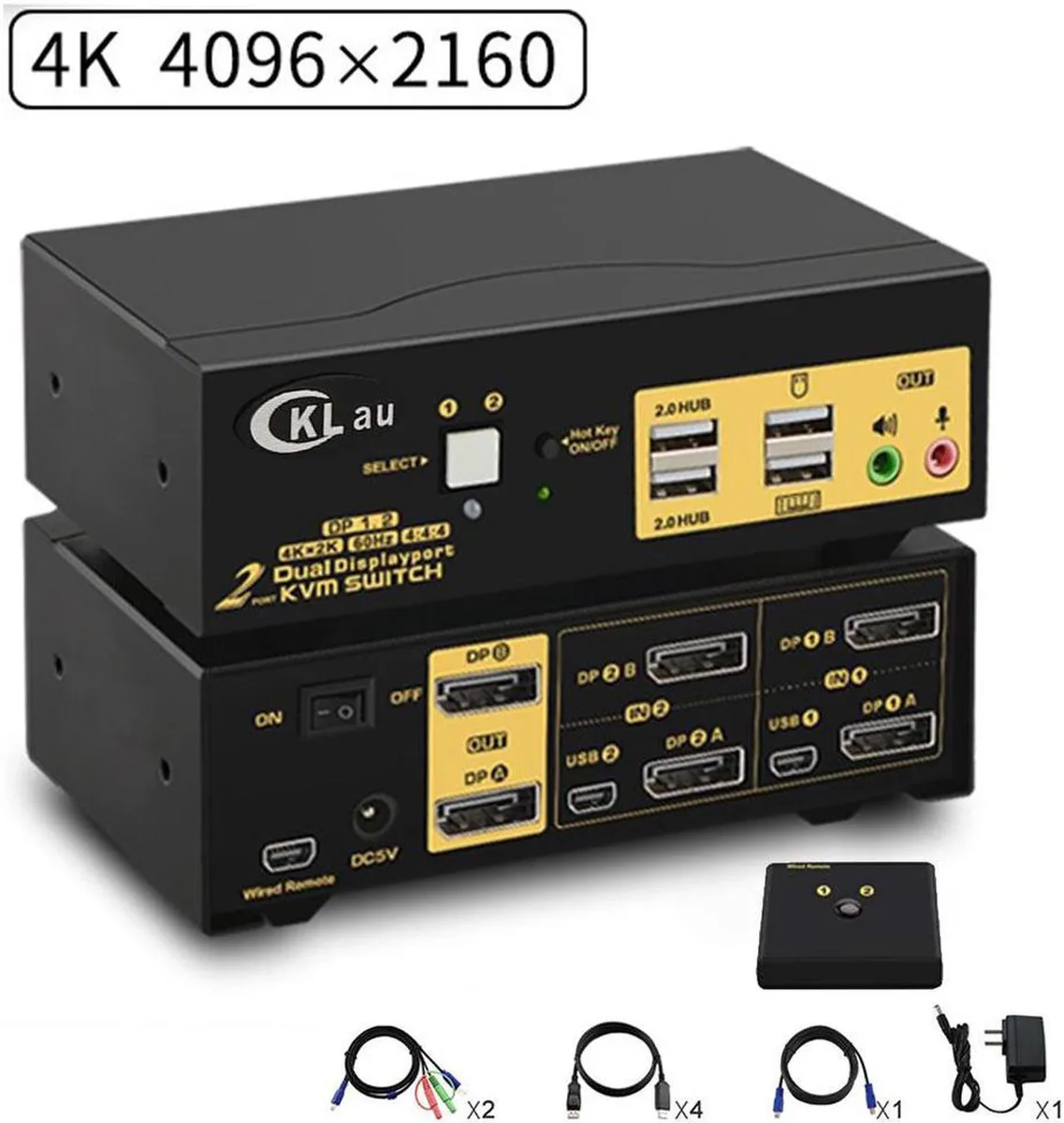 Vszerda Vszerda 2x2 DP KVM Switch Dual Monitor 4096x2160@60Hz 4:4:4 — product photo