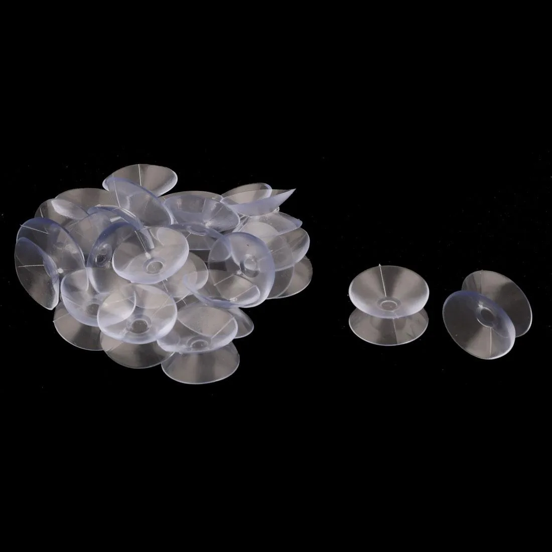 Clear double-sided plastic suction cups, 20mm diameter, pack of 20