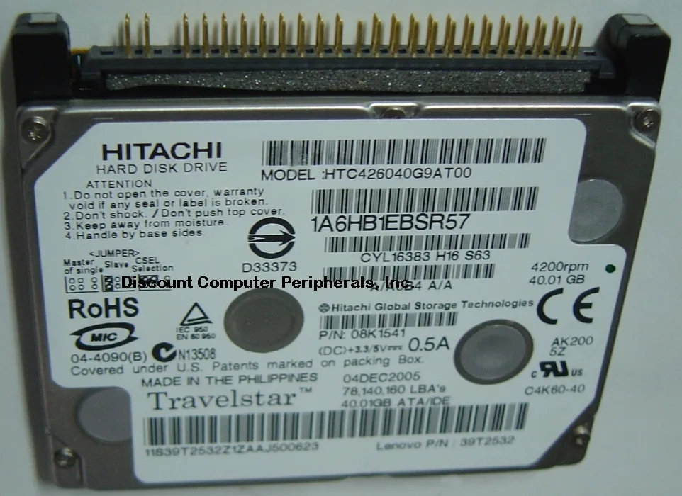 HGST HGST Travelstar C4K60 HTC426040G9AT00 40 GB 1.8" IDE laptop hard drive — product photo