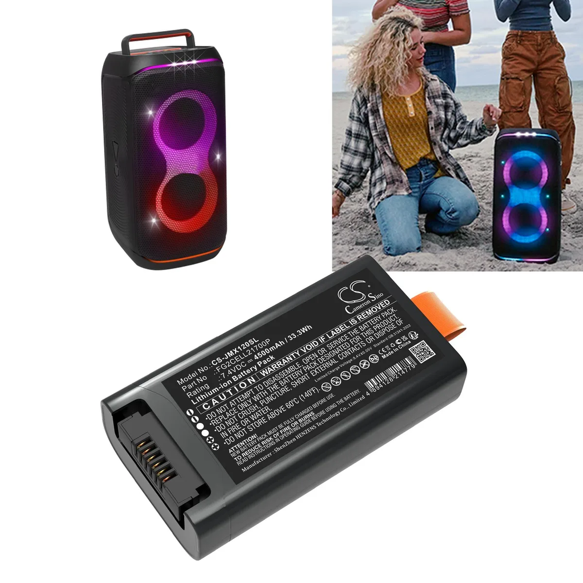 Cameron &amp; Co Cameron &amp; Co Battery for JBL PartyBox Club 120 FG2CELL21700P 7.40V 4500mAh 33.3Wh — product photo