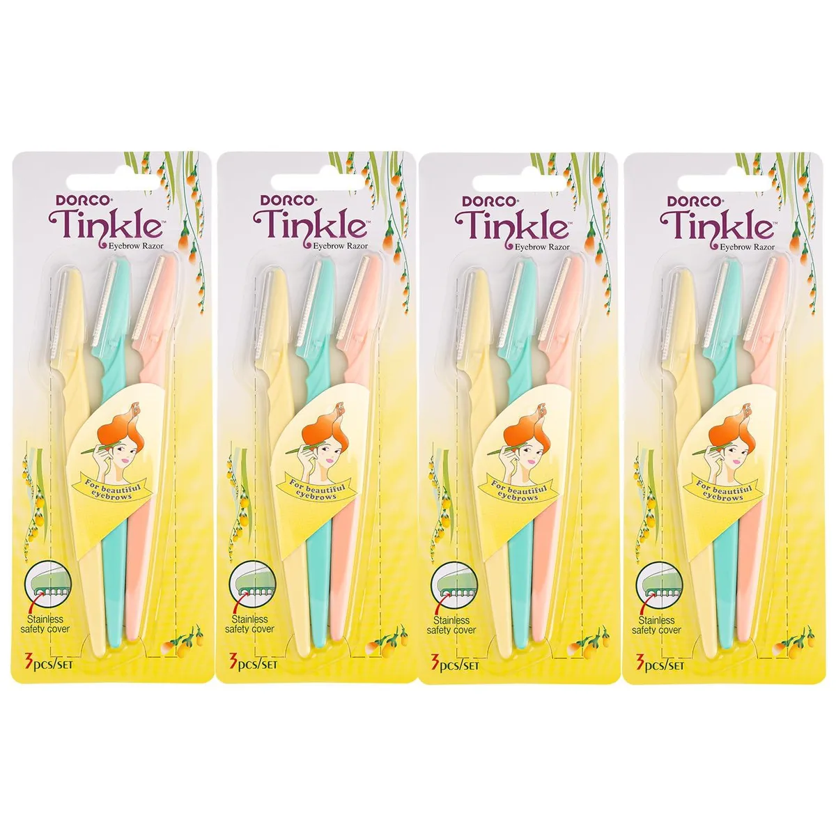  Tinkle Dermaplaning Tool 12ct sunset peach shavers for women — product photo