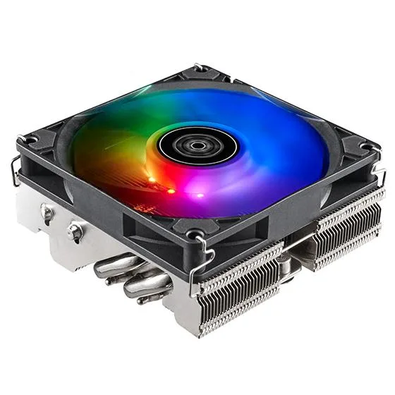 Low-profile horizontal CPU cooler, 48 mm tall, with four copper heat-pipes and a 92 mm PWM ARGB fan