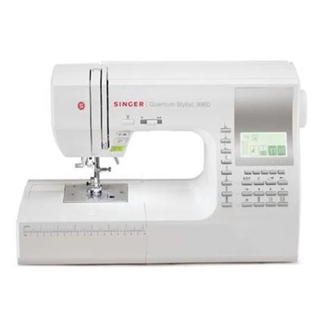 White Singer 9960 sewing machine with extension table attached