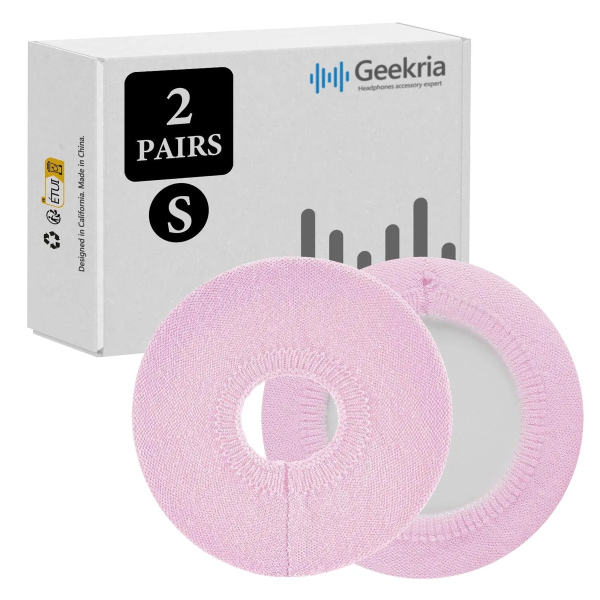 Two pairs of pink knit ear-cup covers, soft stretch fabric, size S