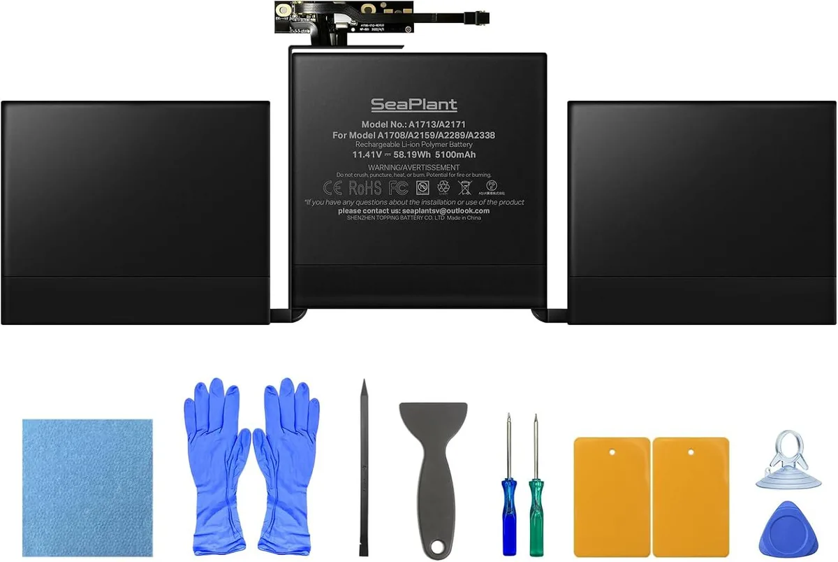 PISKEKAT PISKEKAT A1713/A2171 58.19Wh 5100mAh 11.41V MacBook Pro 13-inch 2016-2022 laptop battery — product photo