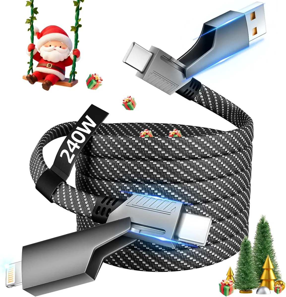 Mobee Mobee 240W 4-in-1 USB-C Cable 5FT E-Mark Chip — product photo