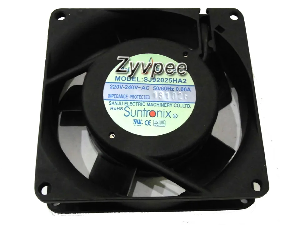 Zyvpee Zyvpee SANJUN 9225 SJ92025HA2 220V~240V AC 50/60Hz 0.06A 2 Pin Metal Frame 92mm case fan — product photo