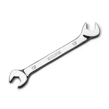 Capri Tools 13mm angled open-end wrench, 30 and 60 degree ends, polished chrome finish