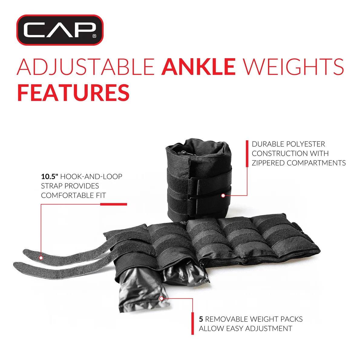 None Continuous None Continuous 20 lb Adjustable Ankle Weights (10 lb x 2) weight training — product photo