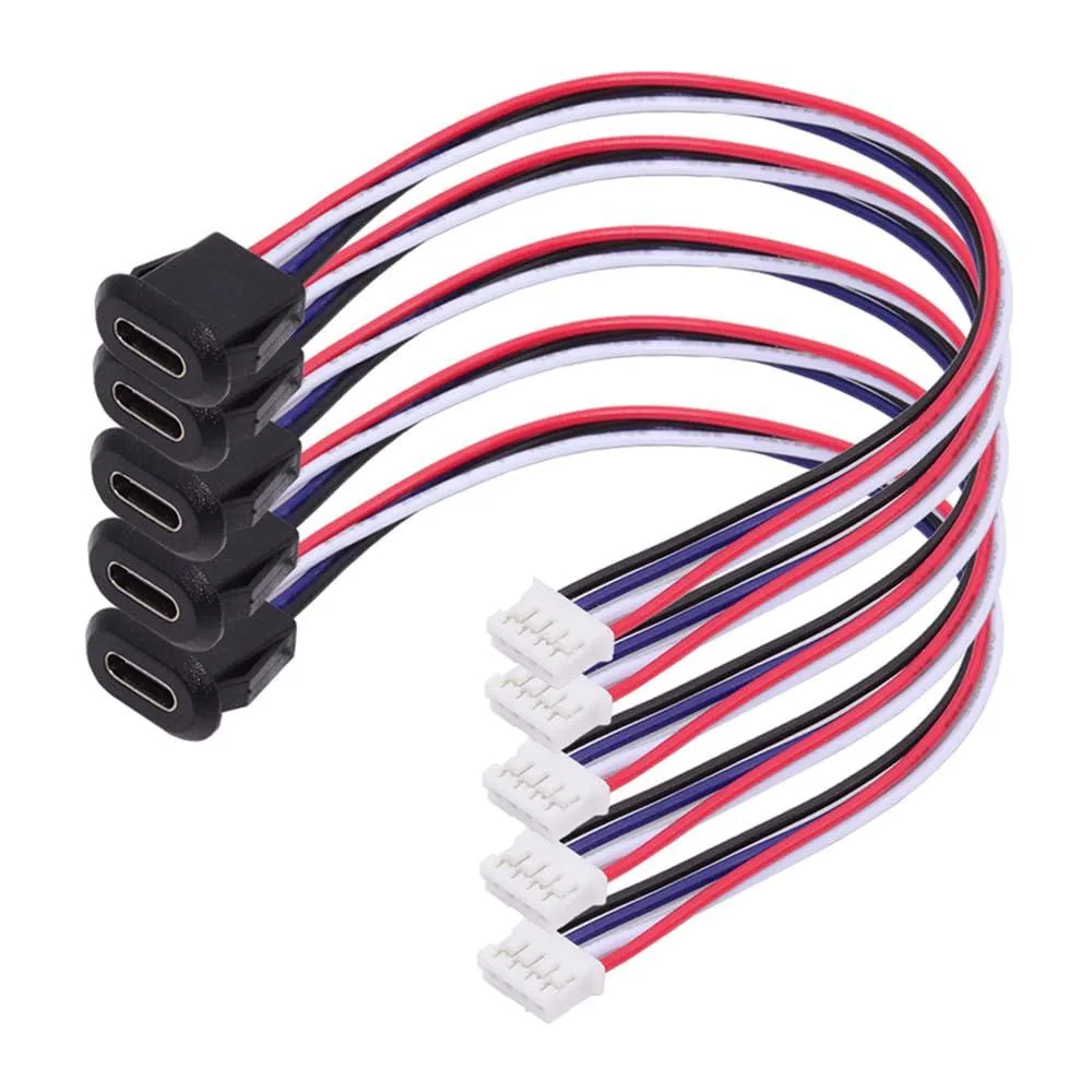 LORDWORLD LORDWORLD USB-C Female to 4-Pin Header Cable 5-Pack 17.5cm 2.0mm Pitch Latch Mount — product photo