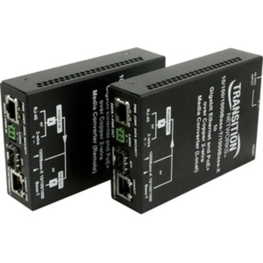 Small rectangular network transceiver unit in black finish