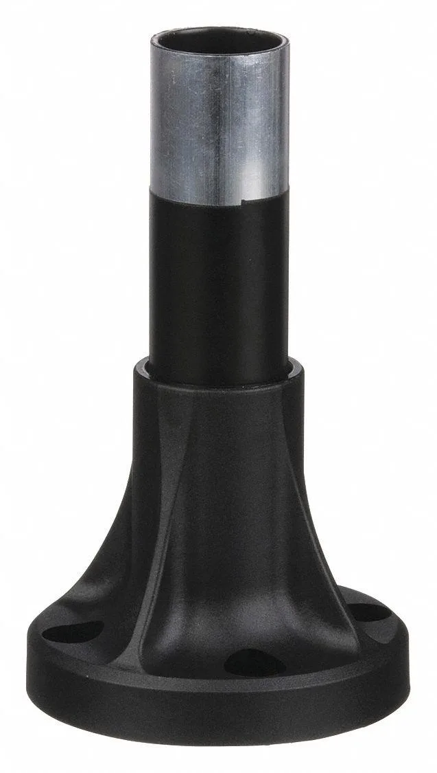 Black aluminium mounting base with tube for tower lights, 70mm, IP65 rated