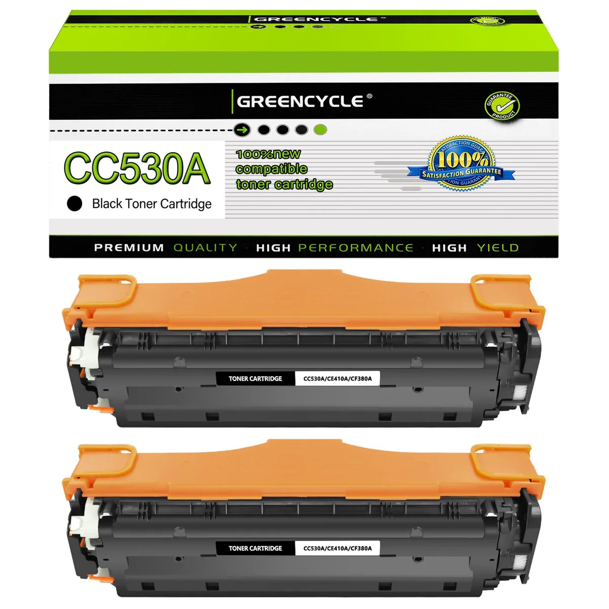 GREENCYCLE GREENCYCLE 2 Pack CC530A 304A High-yield Black Toner Cartridge — product photo